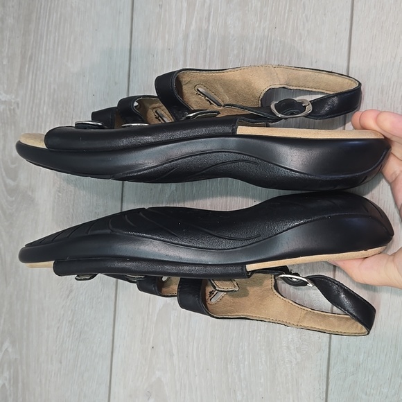 SAS Comfort Tripad Women Black Leather Sandals Shoes Sz 10W - Picture 9 of 11